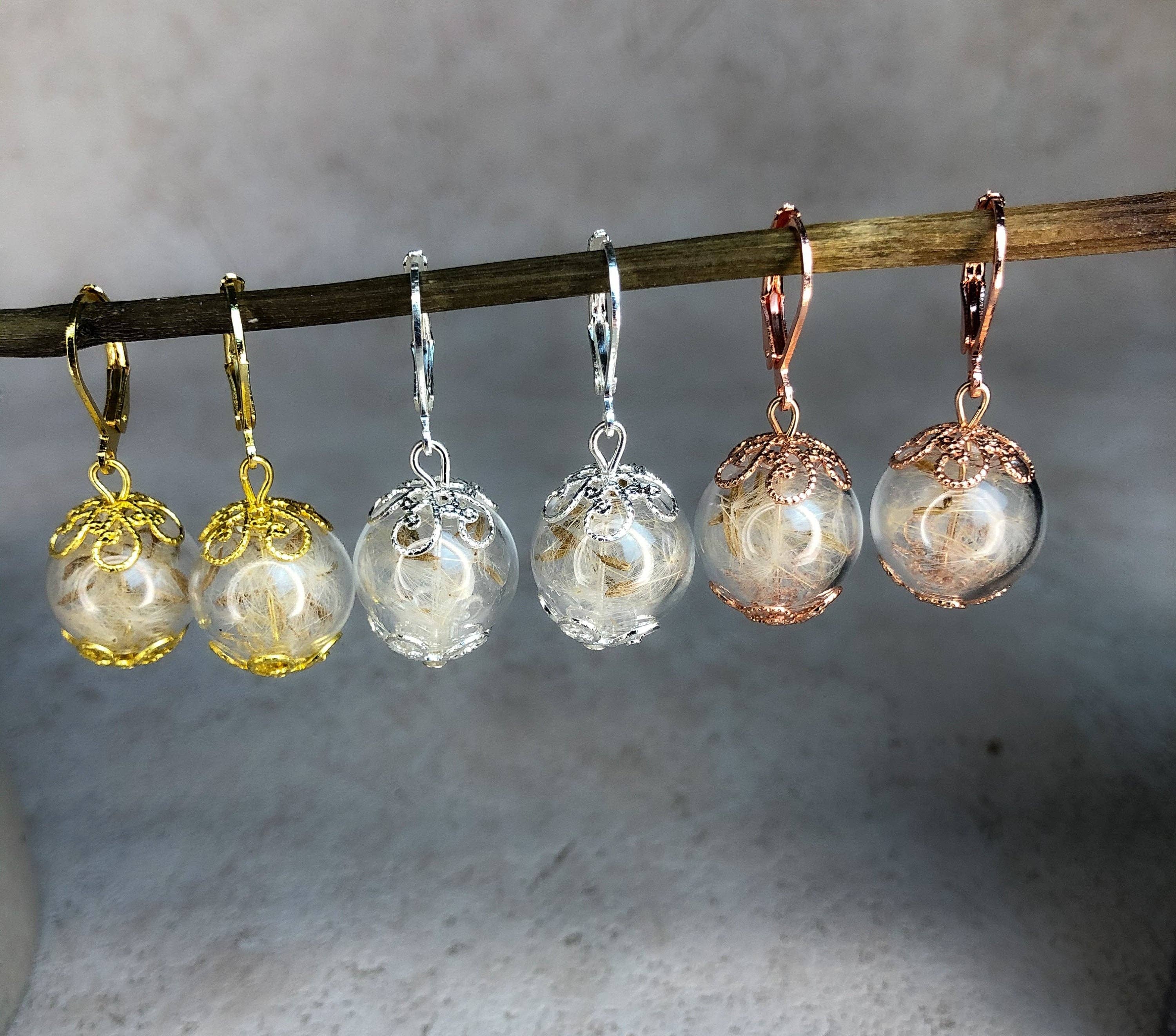 MadamLili - Wholesale Dangle Earrings - Real dandelions earrings, gold earrings with lion's fur7