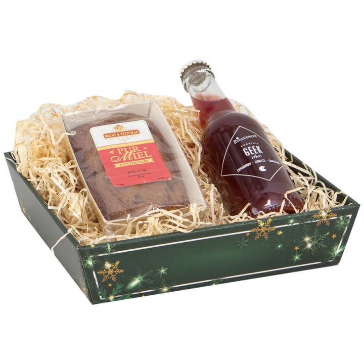 Deffrennes - Wholesale Basket - Verdant Christmas Green Square Cardboard Basket 22x22x5 cm1