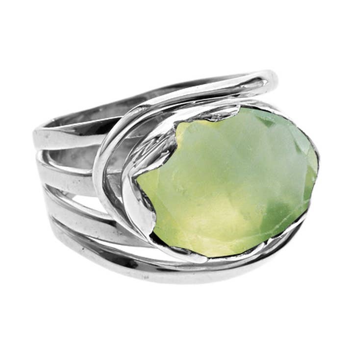 Amy ovale prehniet gespleten bandring voor wholesale door Kali Ma Designs - Sterling Silver Jewellery