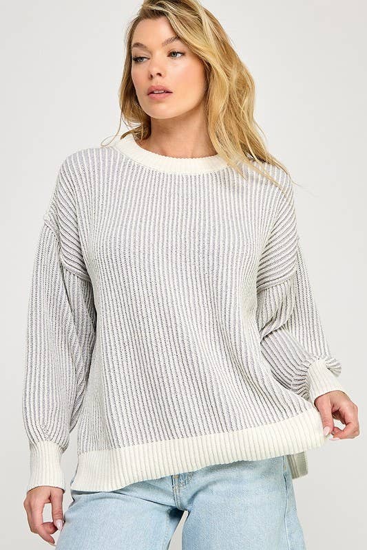 Miss Love - Wholesale Knit Sweater - Women's - Super Soft Strip Sweater2