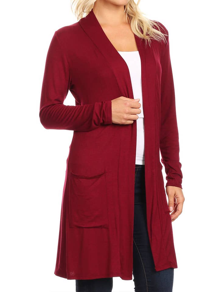 MOA COLLECTION - Wholesale Cardigan - Women's - Women's Long Sleeves Casual Solid Outerwear Sweater Cardigan1