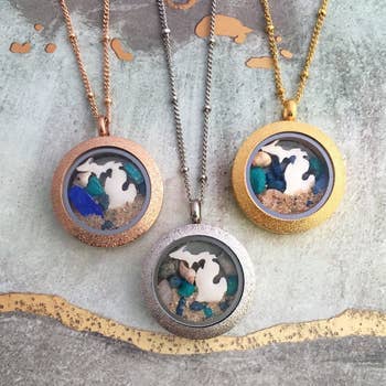 My Captured Journey - Wholesale Locket Necklace - 5 Great Lakes Michigan Beach Necklace, Locket necklace2