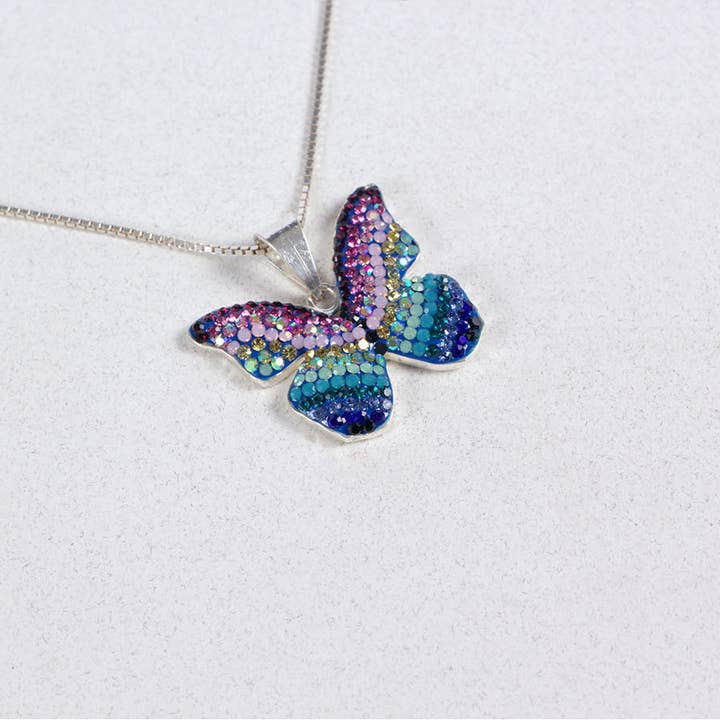 PP-8585/PENDENTIF MARIPOSA EN CRISTAL ET ARGENT pour la vente par Mosaico Jewels