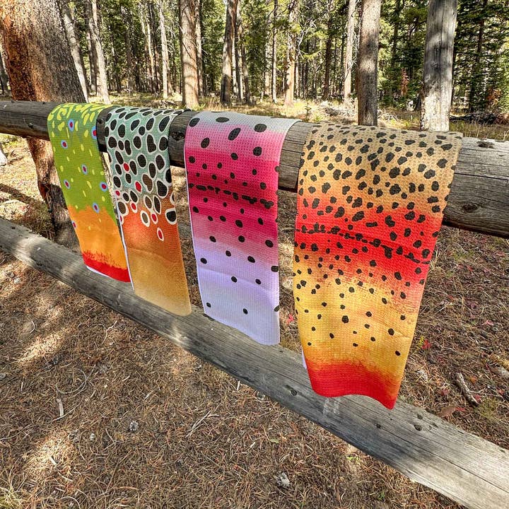Trout Pattern Microfiber Tea Towels for wholesale by Fly Fish Wyoming