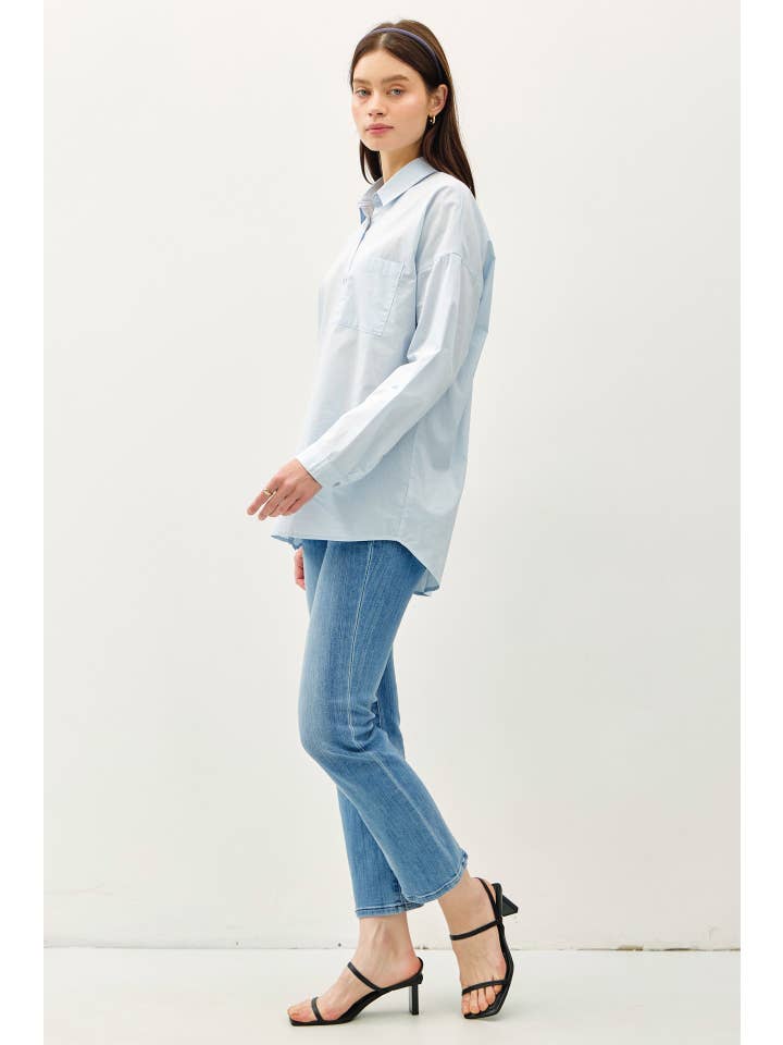 Be Cool - Wholesale Button Down Shirt - Women's - OVERSIZED BASIC COTTON SHIRT