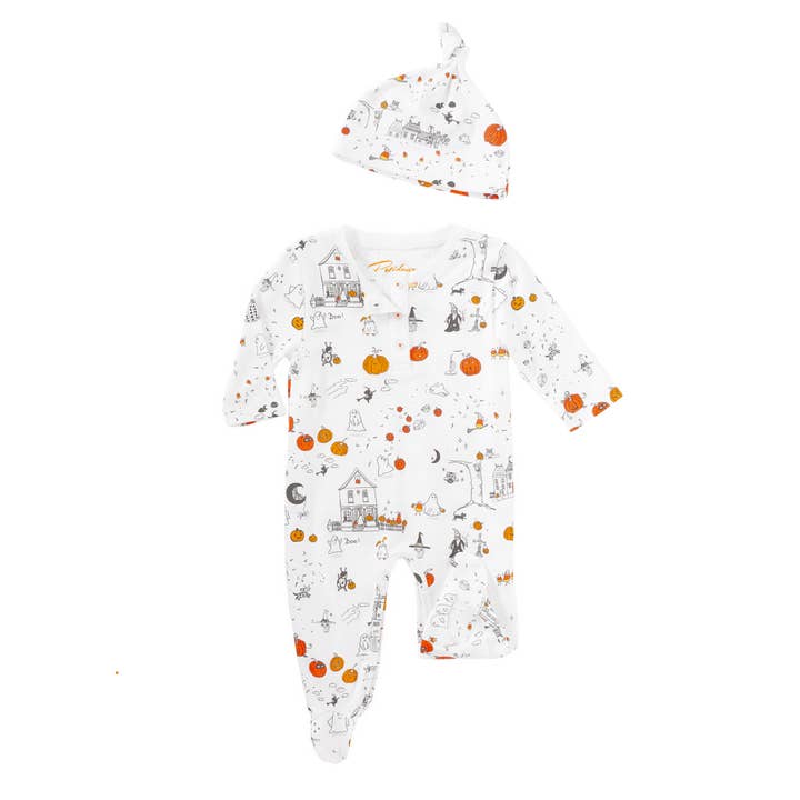 Halloween Pumpkin Baby Pajama Pima cotton for wholesale by Petidoux