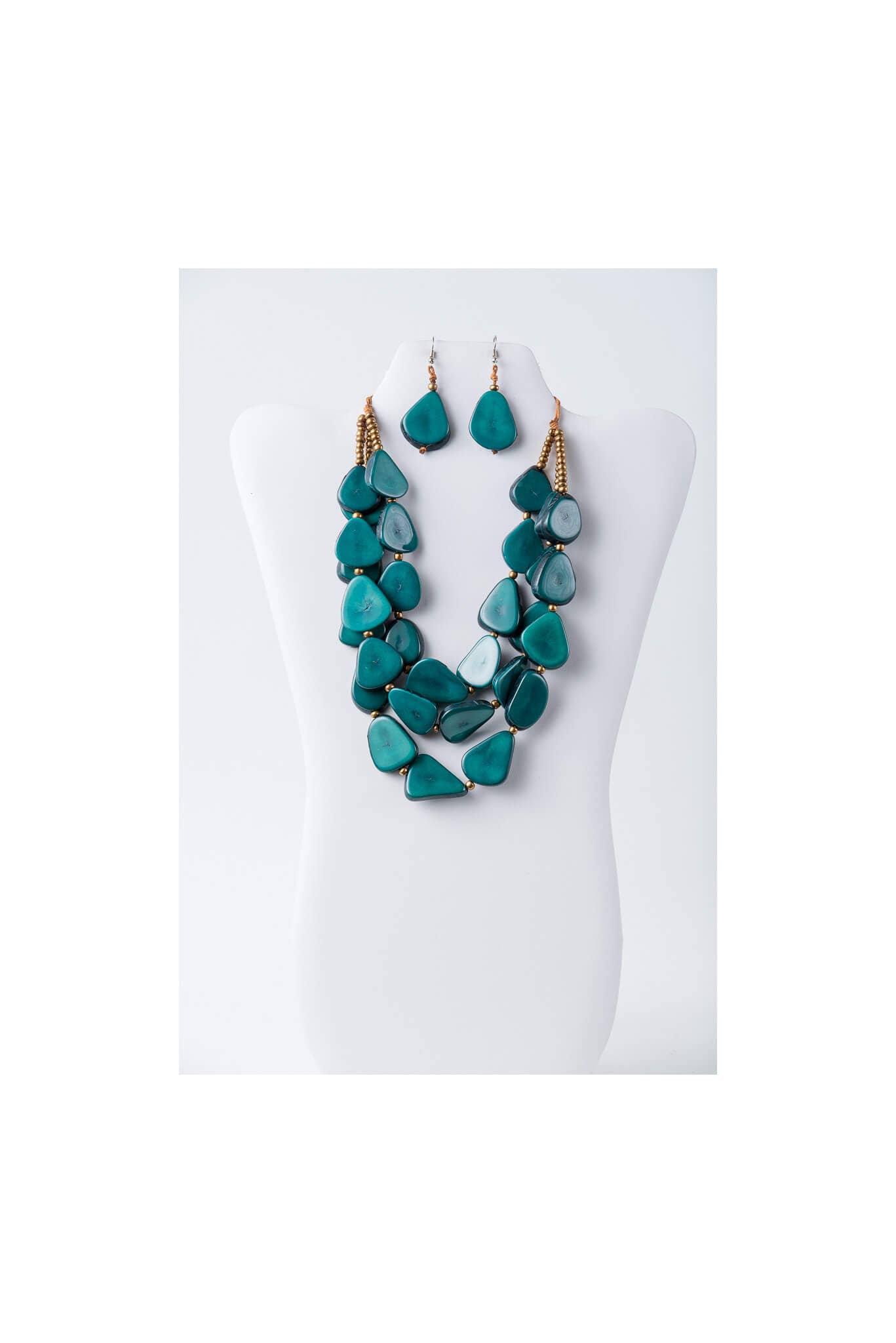 TaguArtsy – wholesale Smycken – Zaley Three Stranded Organic Tagua halsband och örhängen2