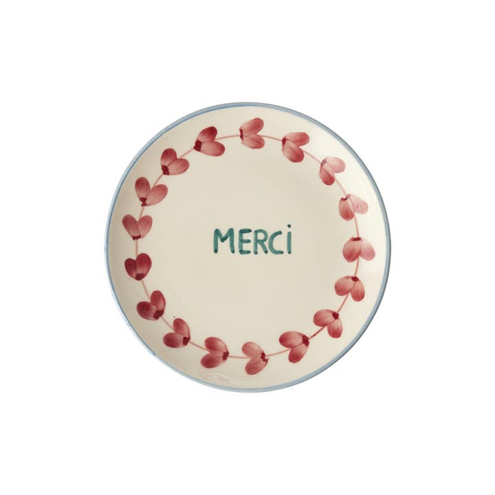RicebyRice - Wholesale Decorative Plate/Dish/Bowl - Ceramic Cake Plate with Hand Painted Merci