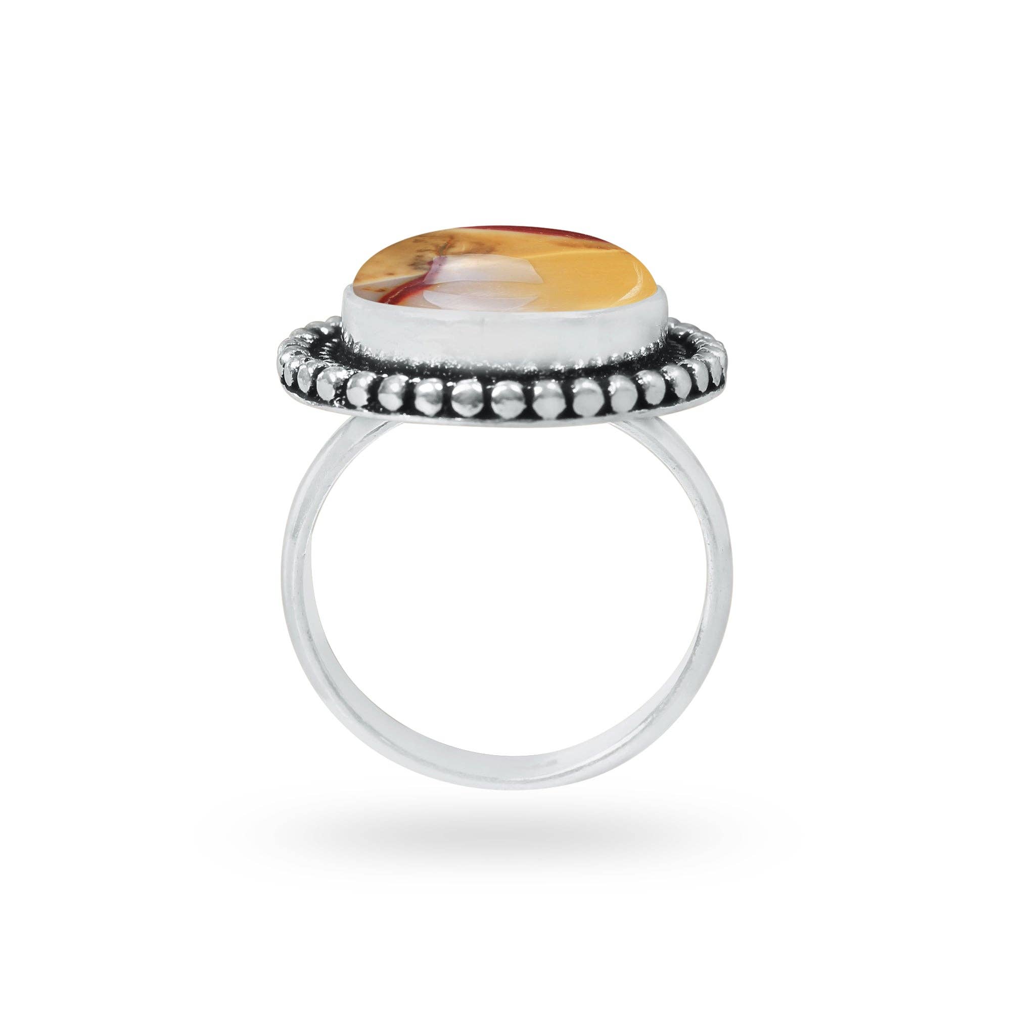 Handmade Jewels - Wholesale Cocktail/Statement Ring - Mookaite Jasper Rings – Handmade, Silver-Plated, Bold Earth Tones (Made to Order)1