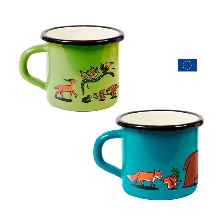 Enamel iron cup for children assorted colors Assortment of enamel iron cups 4 colors for wholesale by Ecodis - Grand Beau