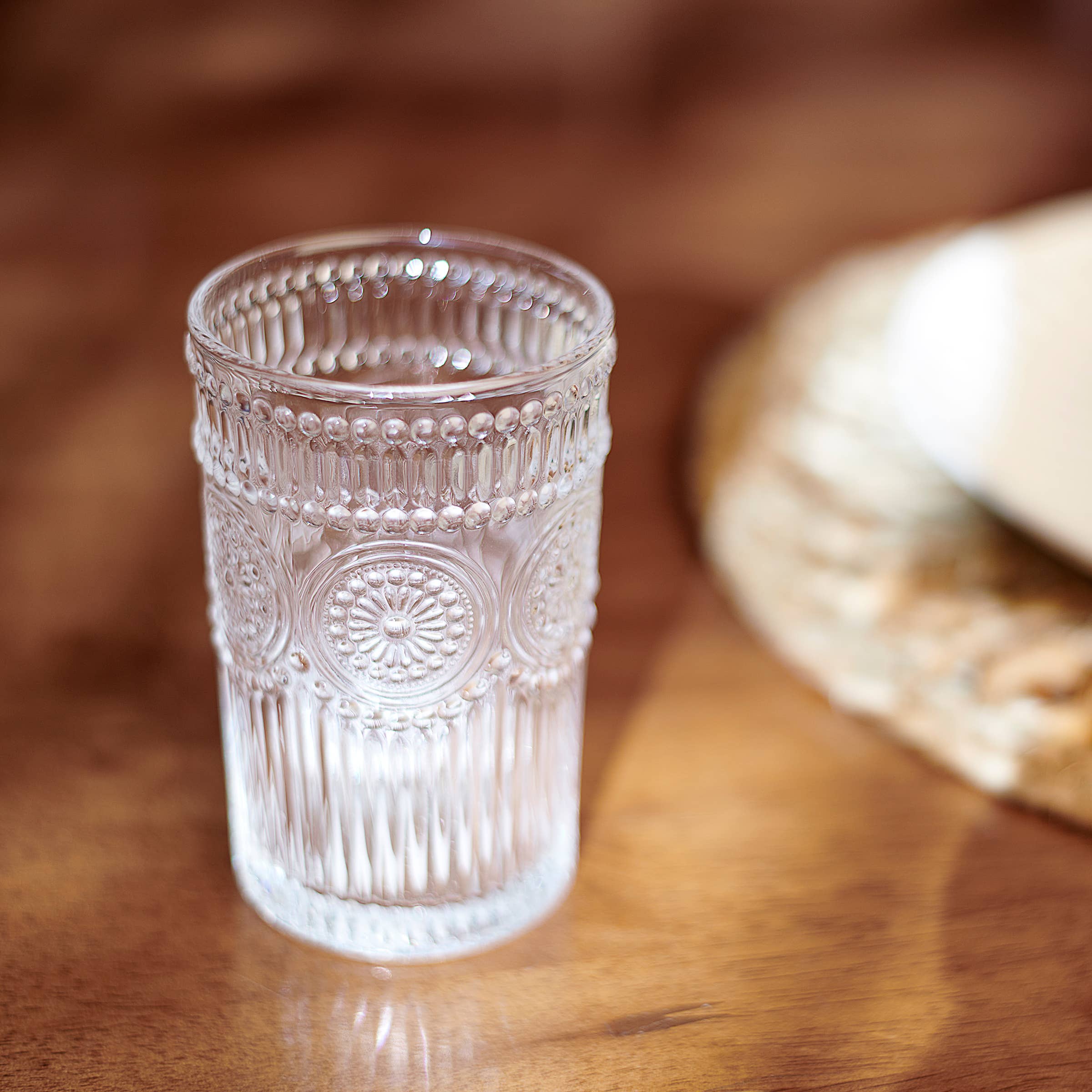 Primitives by Kathy - Wholesale Drinking Glass/Cup - Large Medallion Vintage Drinking Glass2