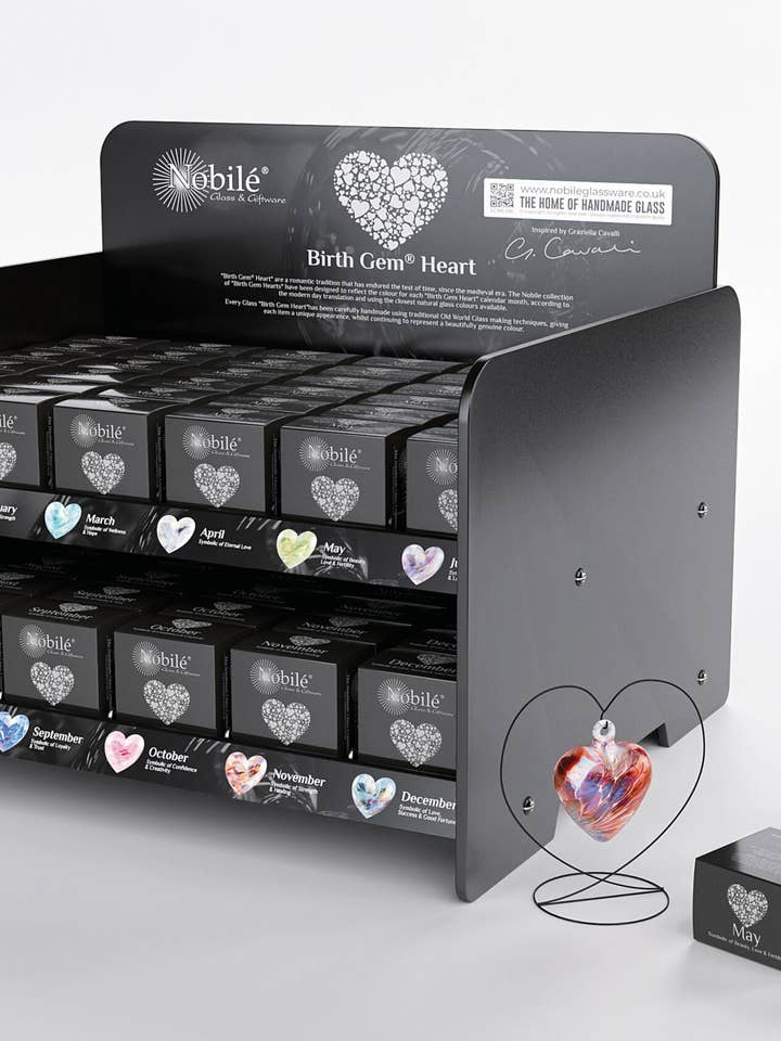 Soporte de Concepto de Corazón de Gema de Nacimiento de 7 cm - Versión Más Pequeña para venta al por mayor de Nobile Glassware Ltd.