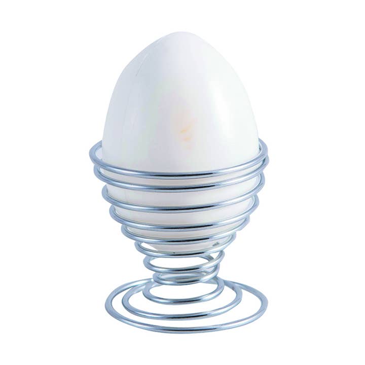 Spiral-shaped egg cup in silver color for wholesale by AULICA