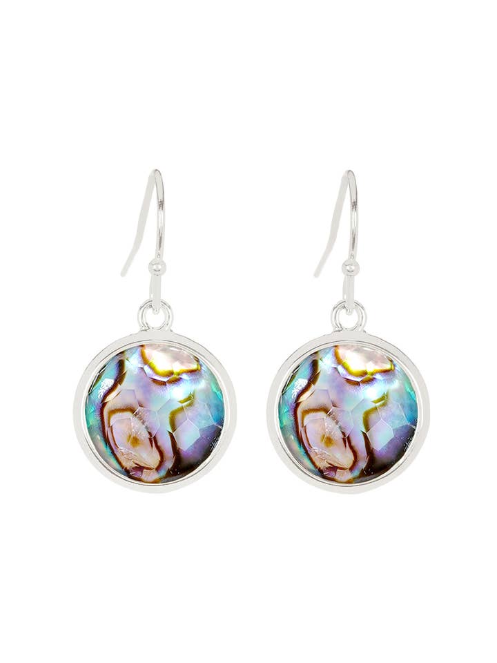 Abalone Doublet Round Drop Earrings - SF for wholesale by Zoey Simmons