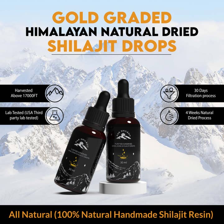 Pak Shilajit – Engroshandel Kosttilskud og vitaminer – PakShilajit 30 ml Himalaya Soltørrede Shilajit Flydende Dråber1