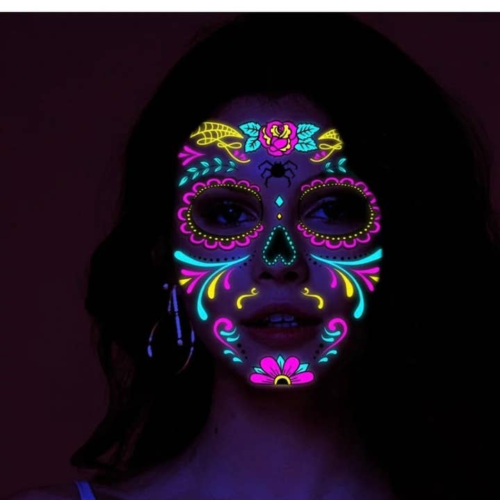 SugarQuoteMeNot LLC - Wholesale Temporary tattoo - Glowing Neon Face Tattoos for Kids &Adults5