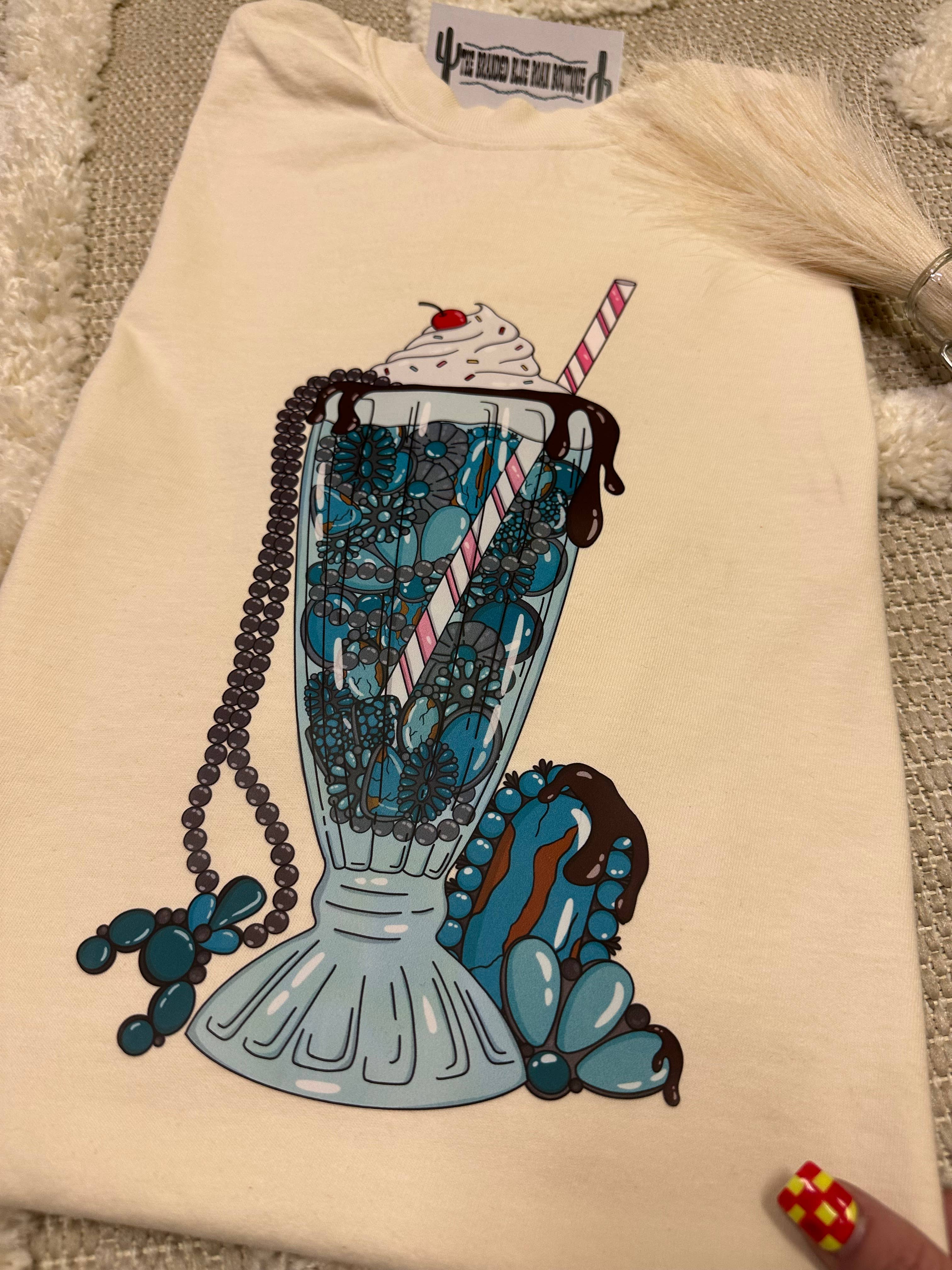 The Branded Blue Roan - Wholesale Screen Printed T-Shirt - Women's - Turquoise Milkshakes Western Graphic2