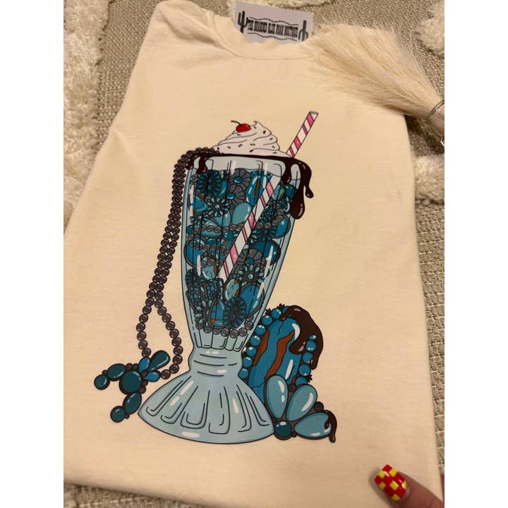 The Branded Blue Roan - Wholesale Screen Printed T-Shirt - Women's - Turquoise Milkshakes Western Graphic2