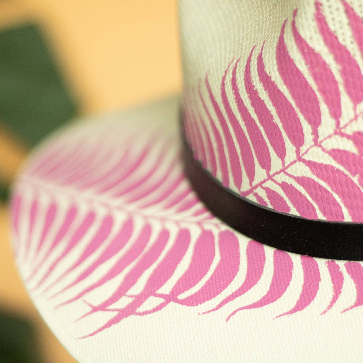 Origin Mexico - Wholesale Straw Hat - Women's - Itzel Hand Painted Resort Hat - Pink and Tan 5