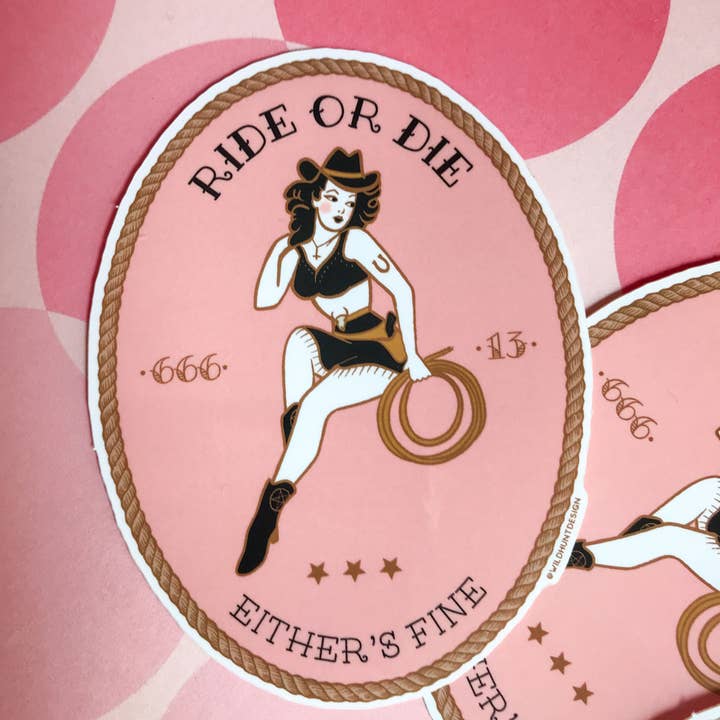 Ride or Die Cowgirl Sticker for wholesale by Wild Hunt
