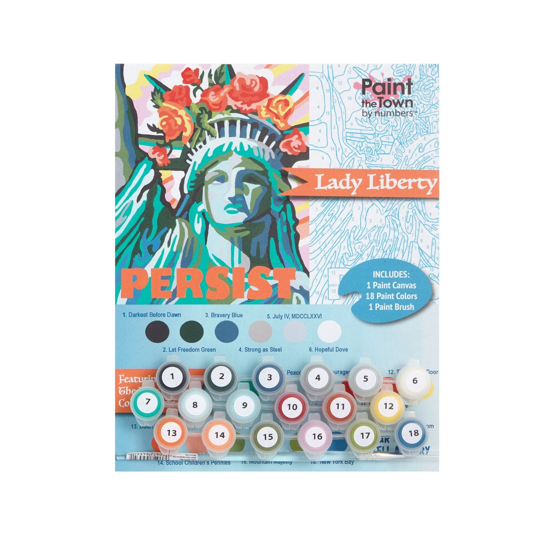 Paint the Town by Numbers - Wholesale DIY Craft Kit - Lady Liberty Statue of Liberty Paint by Number Kit 8”x10”