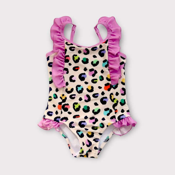 Maillot de bain enfant Loopy Leopard | Une-pièce à volants pour la vente par Best Day Ever Kids