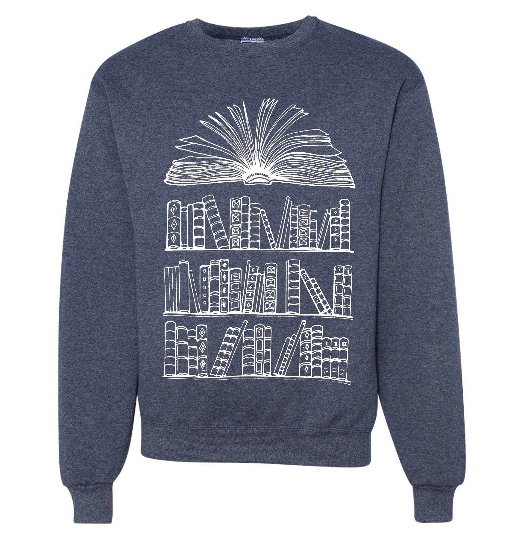 Mad Love Shop - Wholesale Graphic Sweatshirt - Women's - Unisex Navy Lightweight or Fleece Sweatshirt w/ Books Print4