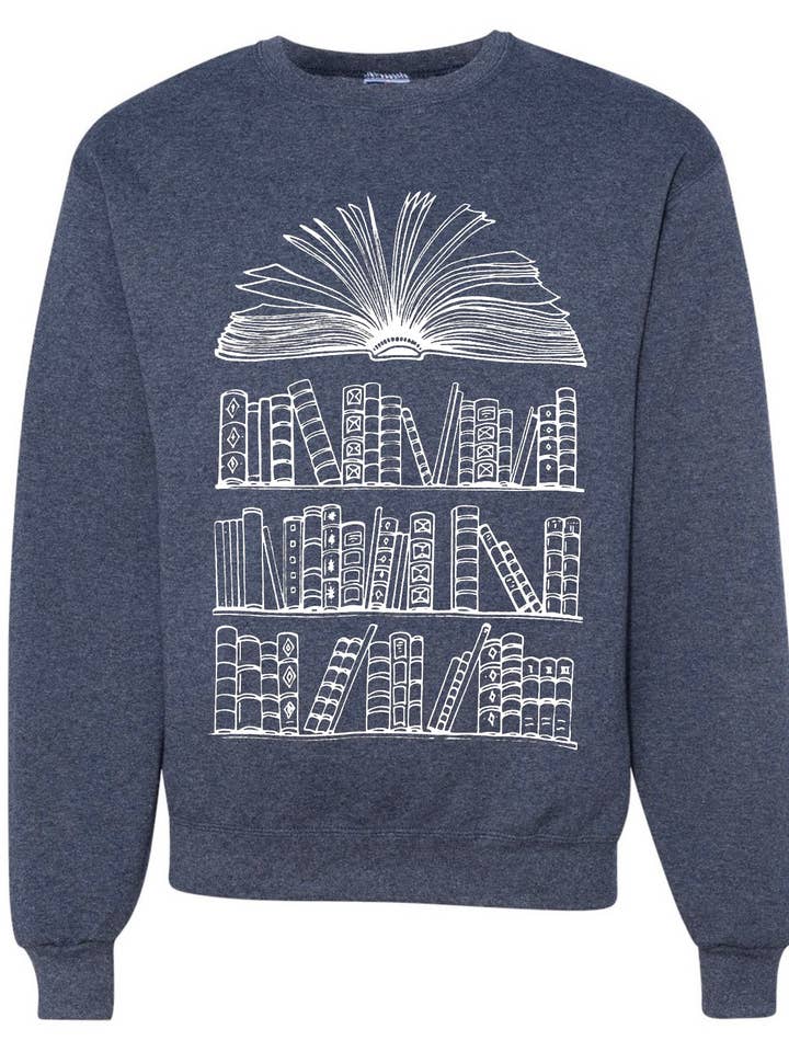 Mad Love Shop - Wholesale Graphic Sweatshirt - Women's - Unisex Navy Lightweight or Fleece Sweatshirt w/ Books Print4