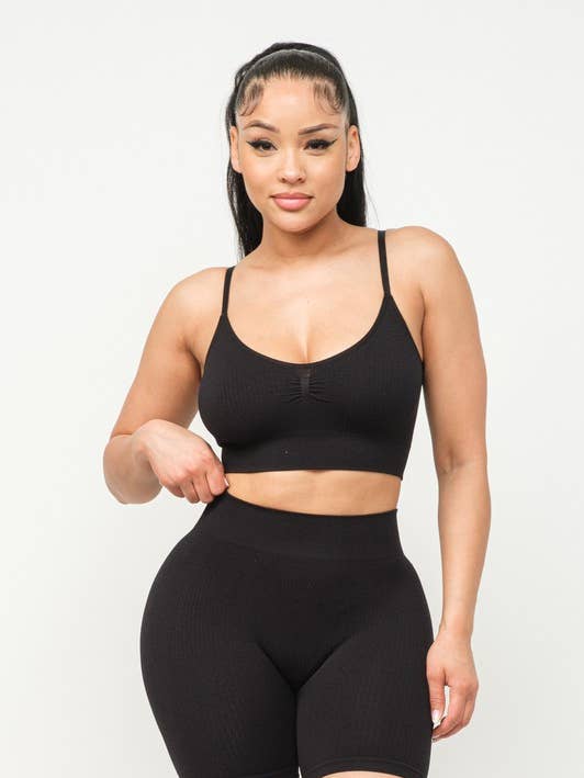 Conjunto de Shorts Basic Tank Top com Camisola Frontal Sem Costuras por atacado de New Trend On