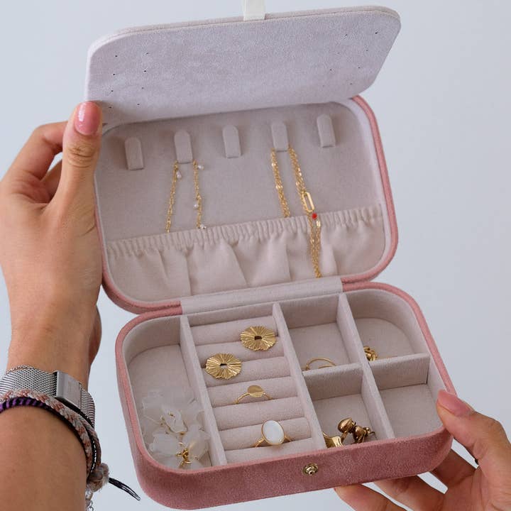 Maison Scarlett - Venta al por mayor Joyero/organizador de joyas - Joyero de viaje de terciopelo Brigitte