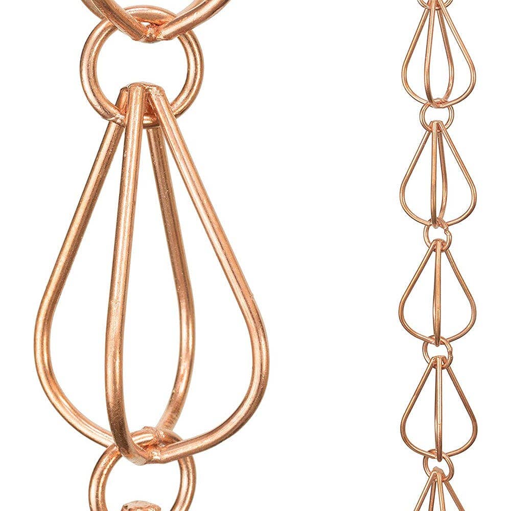 Pure Copper Teardrop Link Rain Chain Replacement Downspout for Gutters for wholesale on Faire1