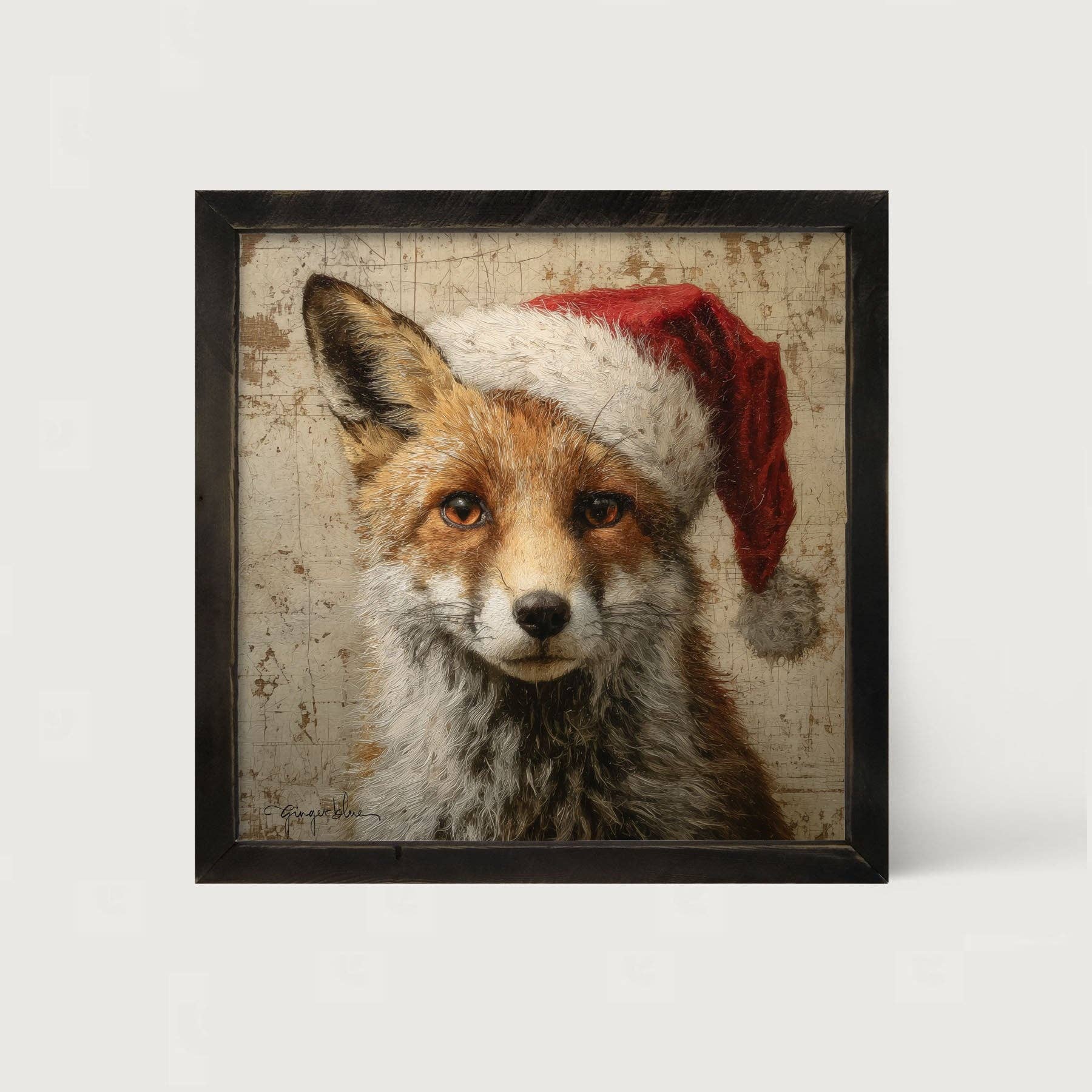 ginger blue - Wholesale Christmas Wall Art - Santa Hat Fox10