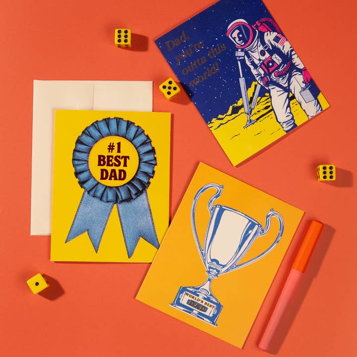 Lucky Goods Paper - Wholesale Father's Day Card - #1 Dad Ribbon Card – Foil Father’s Day Greeting4