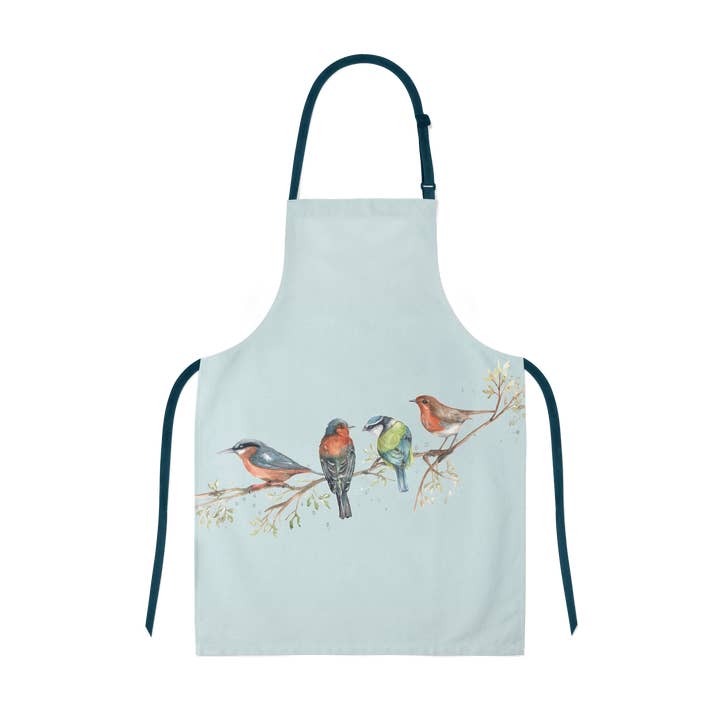 'The Lookout' British Birds Design Apron for wholesale by Meg Hawkins Art