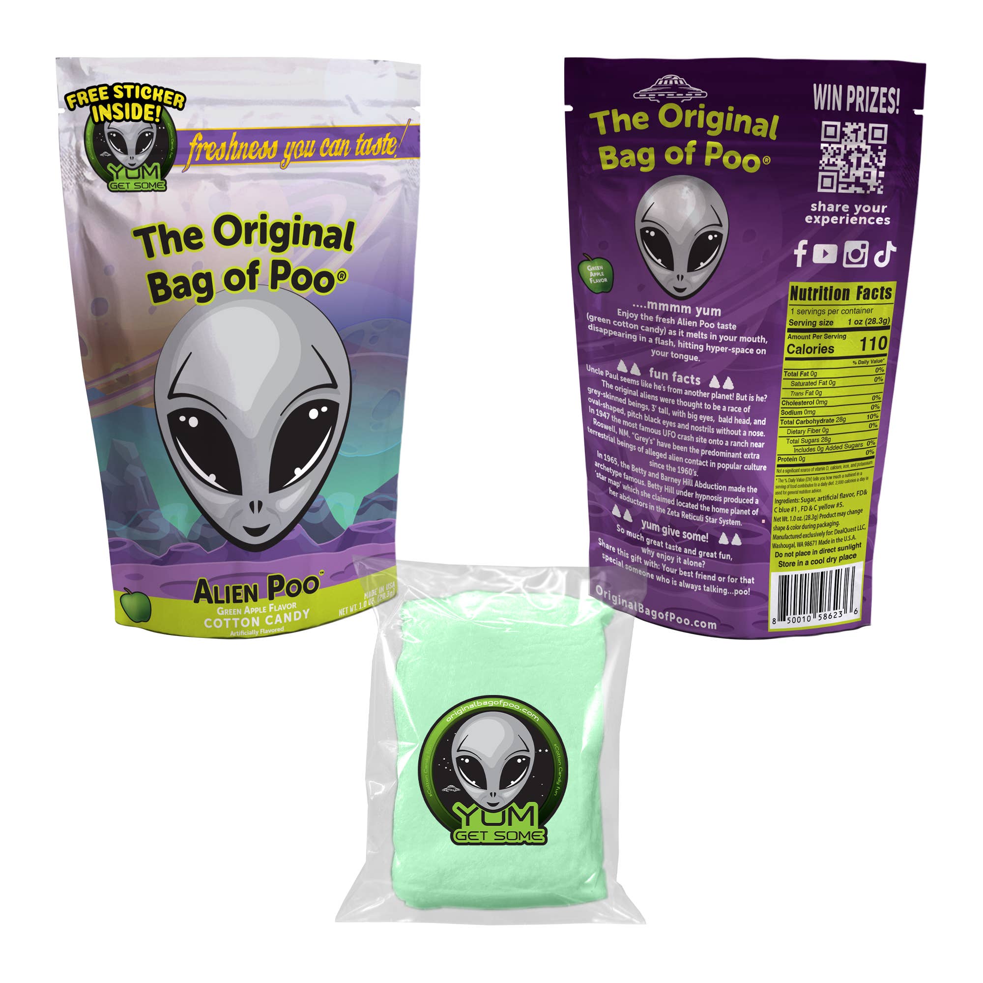 "The Original Bag of Poo"® Novelty Cotton Candy - Wholesale Cotton Candy - The Original Bag of Poo® (Alien Cotton Candy Poo)