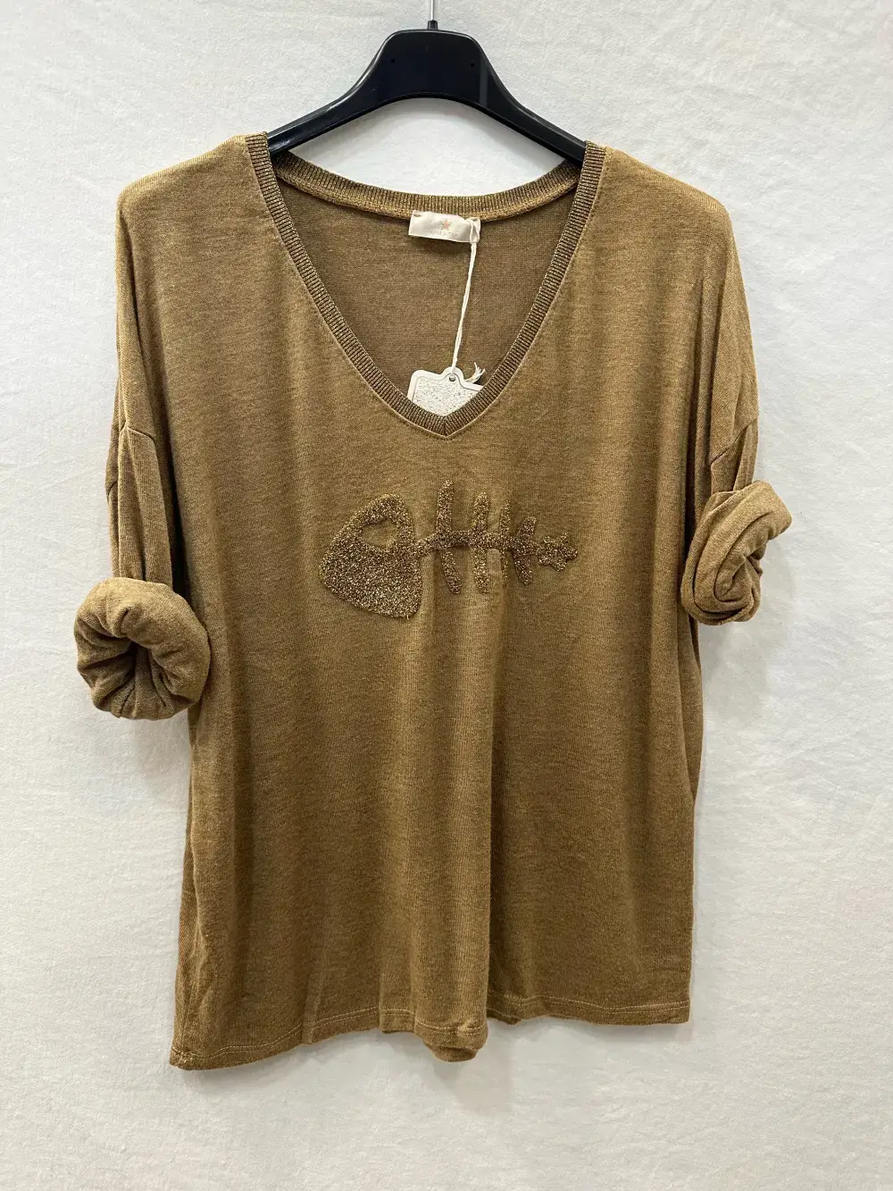 Mimi & Gogo - Wholesale Knit Sweater - Women's - Fine mesh embroidered big fish sweater lux @906443_PulGPoi11