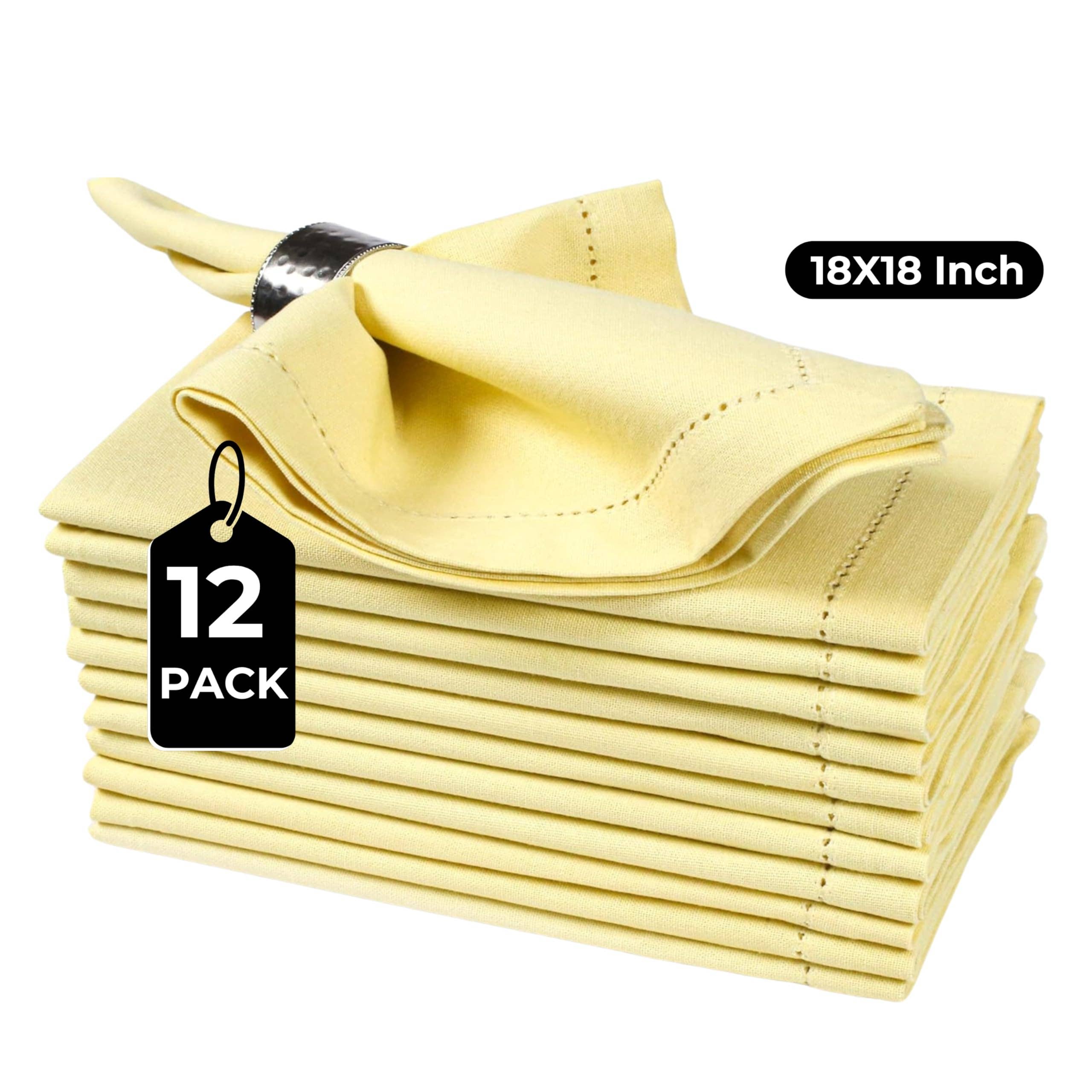 Yellow Cotton Dinner Napkins, 18x18" - French Vanilla, Set of 12 for wholesale on Faire5