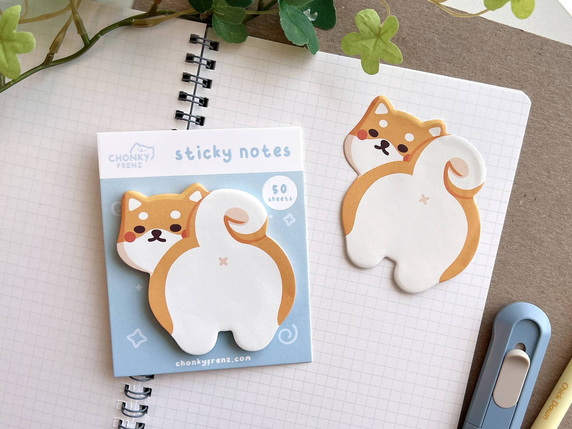 Chonky Frenz - Wholesale Sticky Notes - Shiba Butt Die-Cut Sticky Notes1