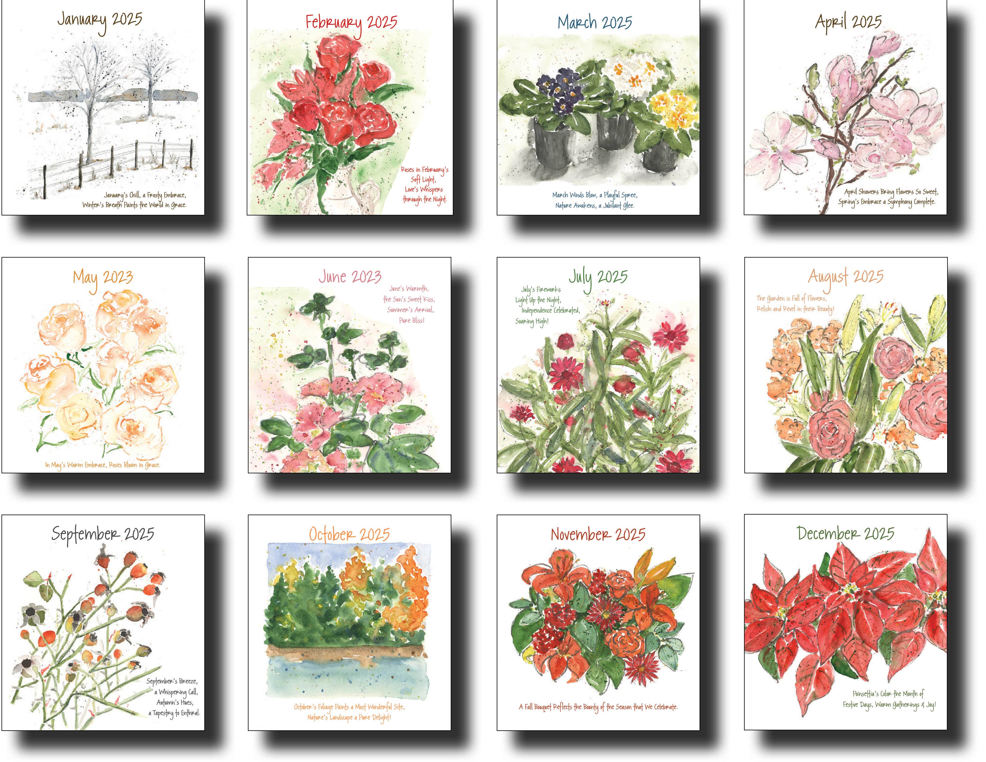 WORDS & WATERCOLORS BY PEG CONLEY - Wholesale Calendar - Wall Calendar 20251