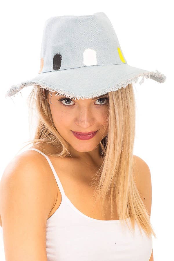 Cap Zone - Wholesale Fedora - Women's - Denim  Panama Fabric Hat5