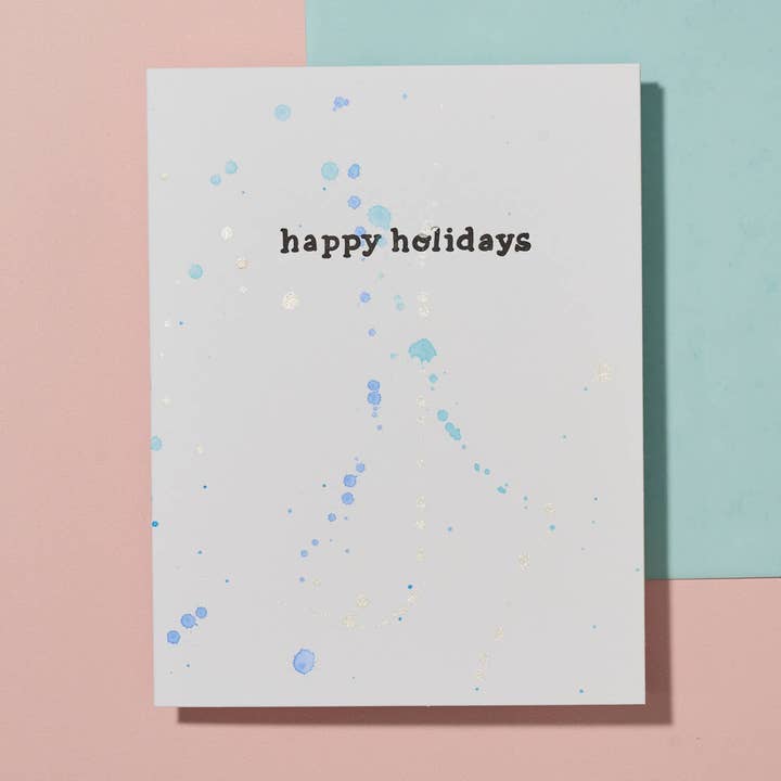 Happy Holidays Hand Painted Letterpress Card for wholesale by Beau Paper Co.
