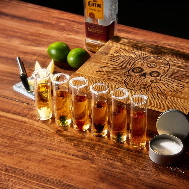 The Wine Savant / Khen Glassware - Wholesale Shot Glass - Tequila Shot Glass & Salt Gift Set- 6 Shot Glasses, Knife
