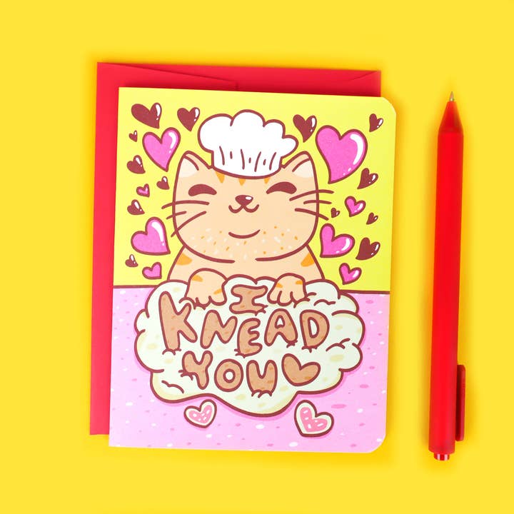 I Knead You Chef Kitty Valentine's Day Love Card for wholesale by Turtle's Soup