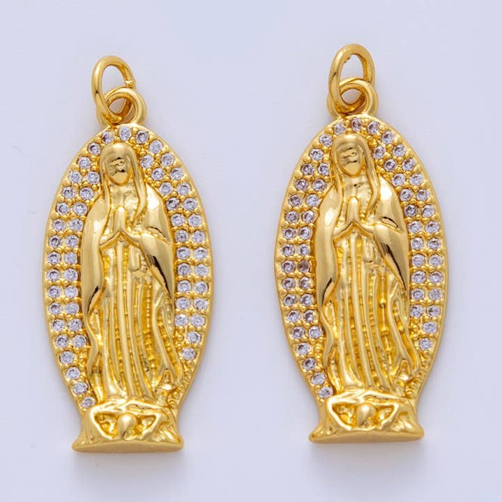 Pendentif religieux Vierge Marie de Guadalupe en or rempli 18K micro pavé CZ | AF322 pour la vente par Aim Eternal