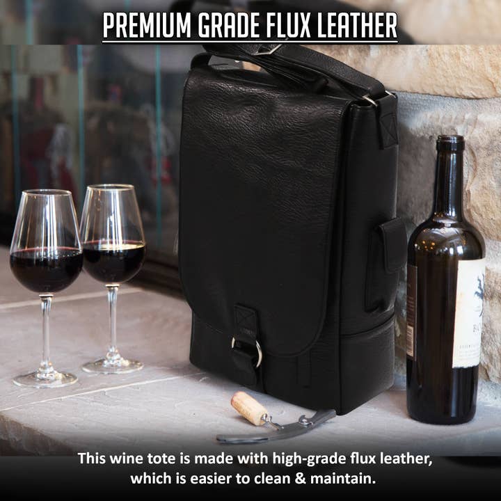 Vino2 Porte-messager à deux bouteilles en similicuir pour la vente par Primeware Inc.