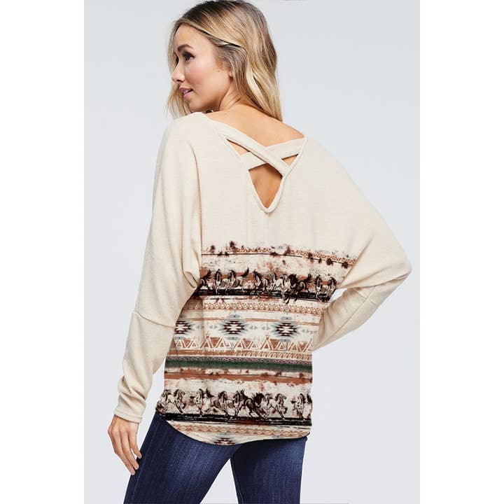 Phil Love - Wholesale Tunic - Women's - Aztec Horse print back lace up top5