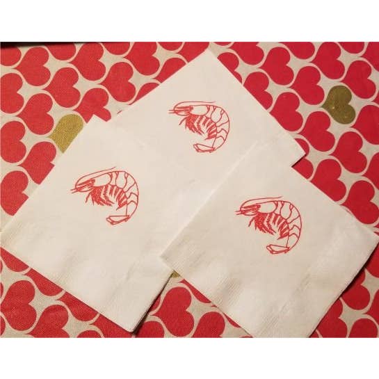 Tovaglioli di gamberetti, confezione da 25, formato bevanda, bianco per la vendita all'ingrosso da parte di Party Bibs