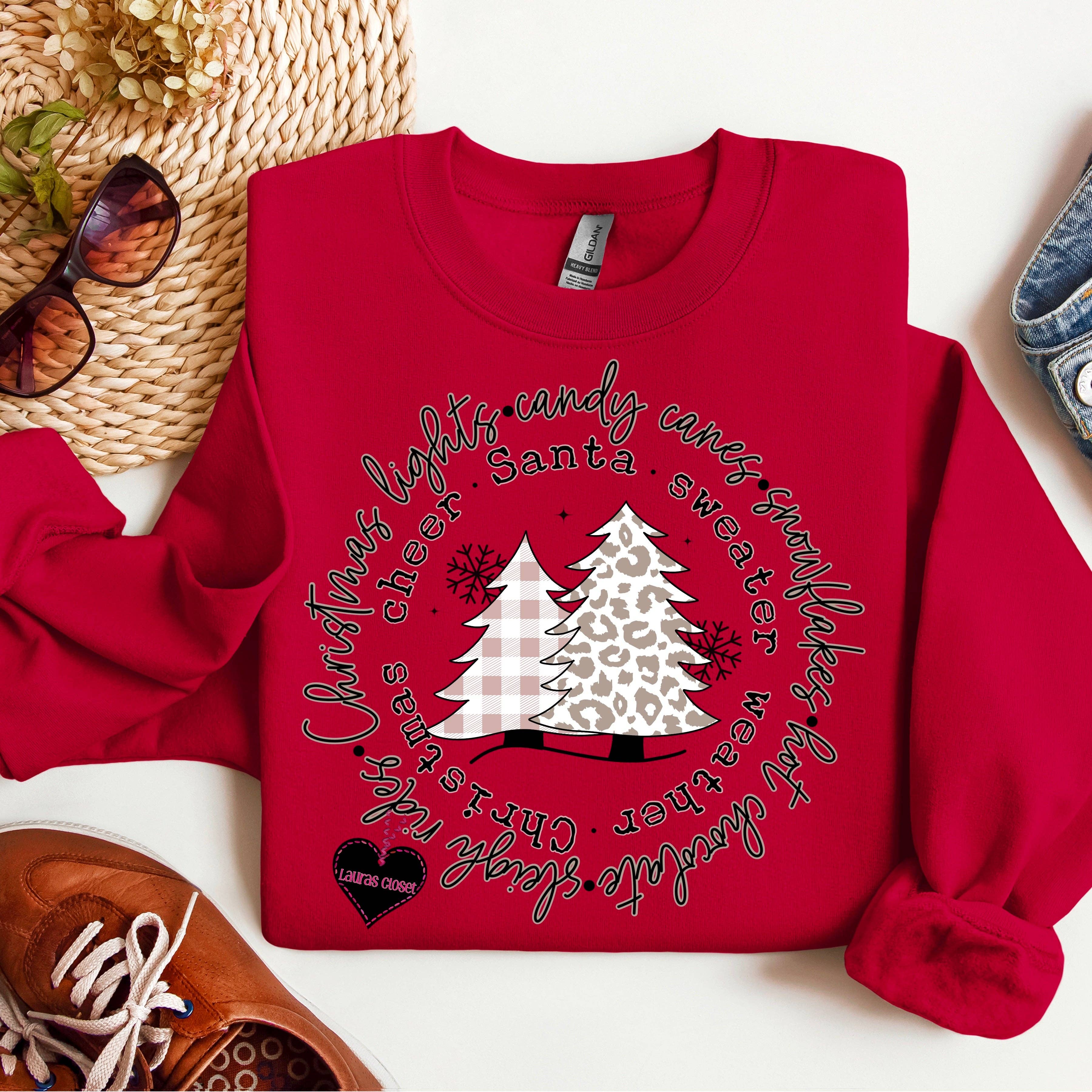 Lauras Closet - Vendita all'ingrosso Maglietta serigrafata - Donna - LUCI DI NATALE 💚 BASTONCINI DI ZUCCHERO ❤️ FIOCCHI DI NEVE ❄️ - Maglietta Grafica0