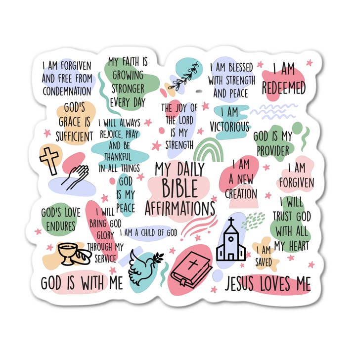 My Daily Bible Affirmations Christian Waterproof Sticker for wholesale by Lyrical River Designs
