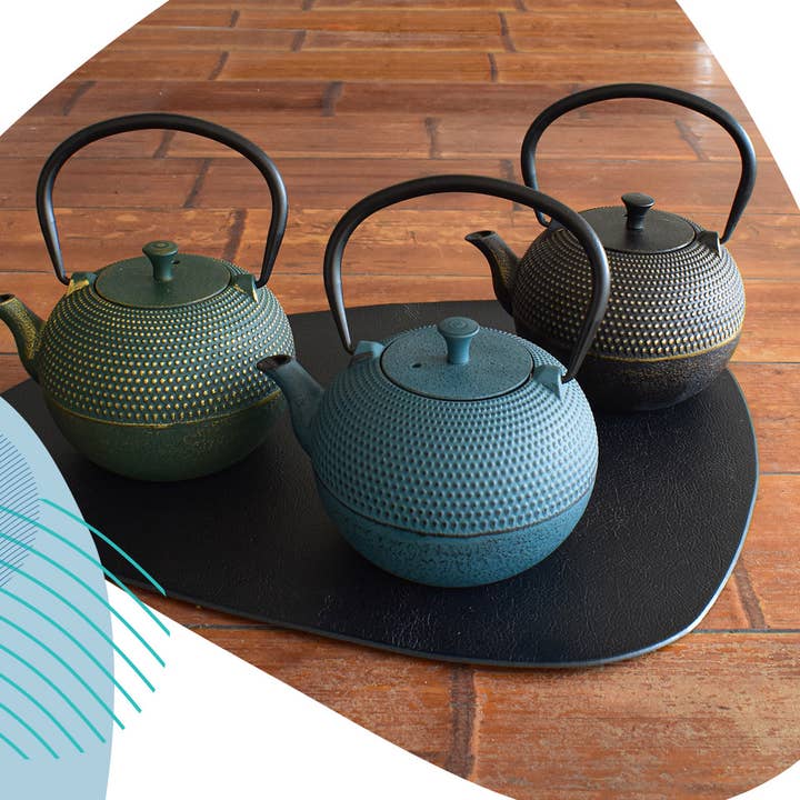 Ja-Unendlich - Wholesale Tea Pot - Grain cast iron teapot, 0.8l green gold3